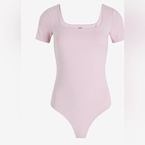 NWT Express Body Contour Stretch Cotton Square Neck Bodysuit in light pink.XL
